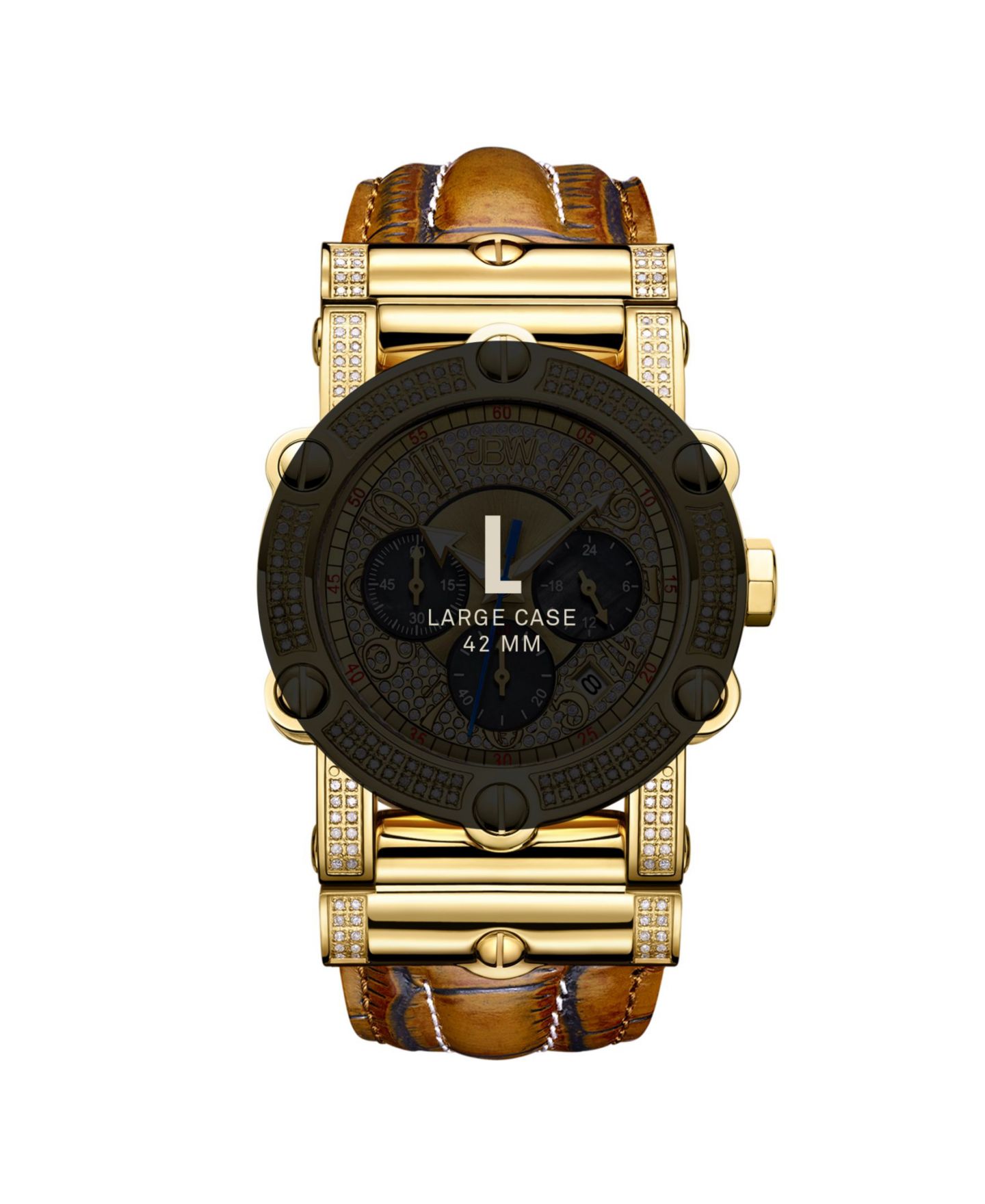 Мужские часы Jbw 10 YR Anniversary Phantom Diamond (1 3/4 ct.t.w.) & Chronograph Watch, цвет: Золотой — фото 7