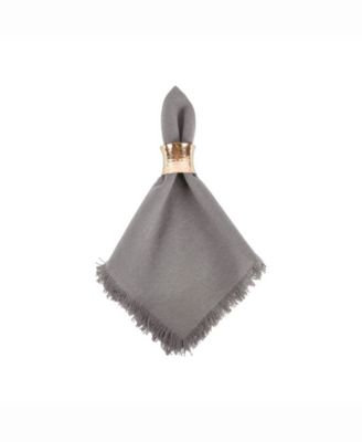 Solid Gray Heavyweight Fringed Napkin Set of 6