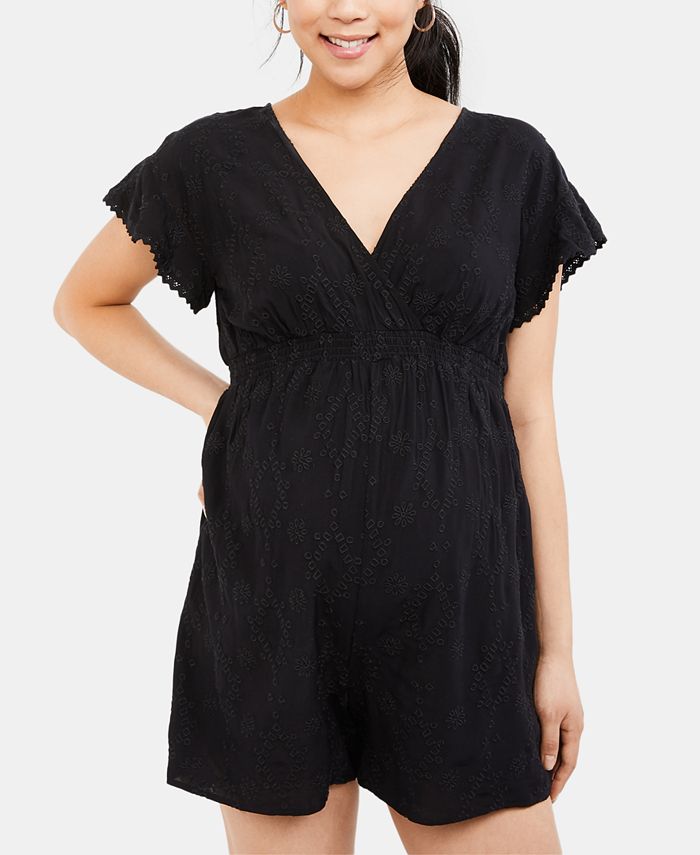 Motherhood Maternity Embroidered Romper Macy's