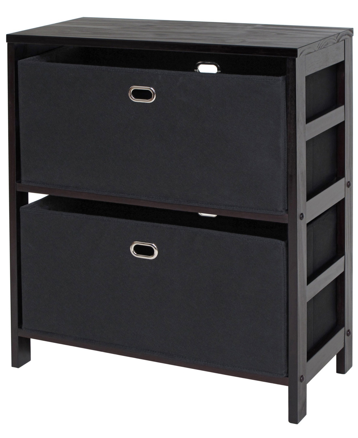 Torino 3-Pc Set Storage Shelf with Fabric Baskets - Black