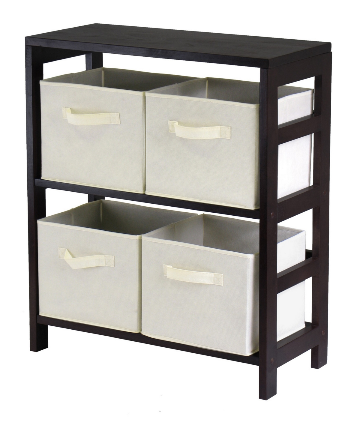 Capri 2-Section M Storage Shelf with 4 Foldable Fabric Baskets - Beige