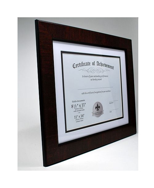 Lawrence Frames Dual Use Mahogany Faux Burl 11" x 14" Certificate