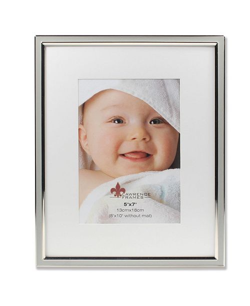 Lawrence Frames Matted Gray Enamel And Silver Metal Picture Frame