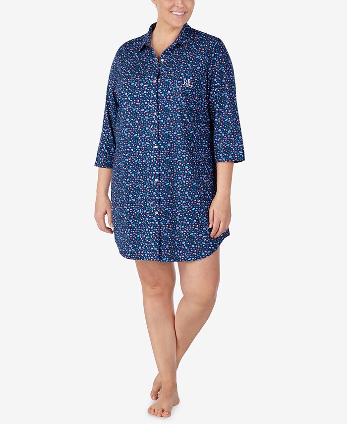 Lauren Ralph Lauren Plus Size Cotton Knit Sleepshirt - Macy's