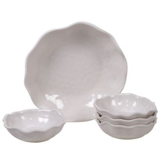Certified International Perlette Cream Melamine 5-Pc. Salad/Serving Set - Macy's