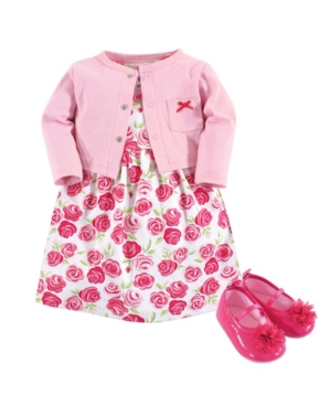 Hudson Baby Girl Dress Cardigan Shoe Set 3 Piece
