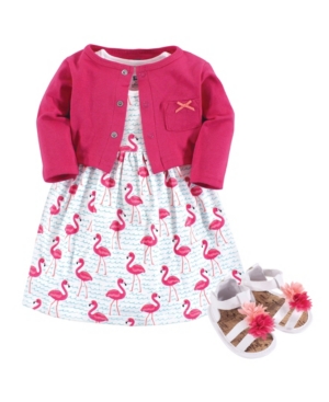 Hudson Baby Girl Dress Cardigan Shoe Set 3 Piece
