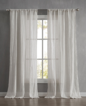 French Connection Charter Crushed 100" X 84" Rod Pocket Window Curtain Pairs In Light Grey