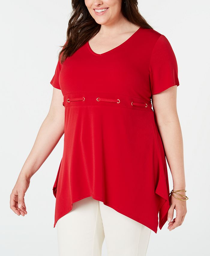 JM Collection Plus Size Embellished Handkerchief-Hem Tunic, Created for ...