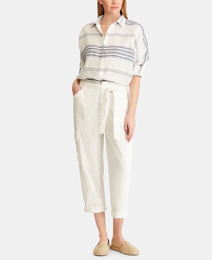Lauren Ralph Lauren Striped Linen Shirt & Reviews - Tops - Women - Macy's