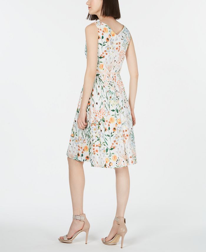 Calvin Klein Floral Lace A-Line Dress - Macy's