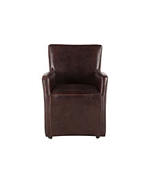 Lily Eco-Friendly Leather Wheeled Arm Chair - 24.5" x 24" x 34.5"