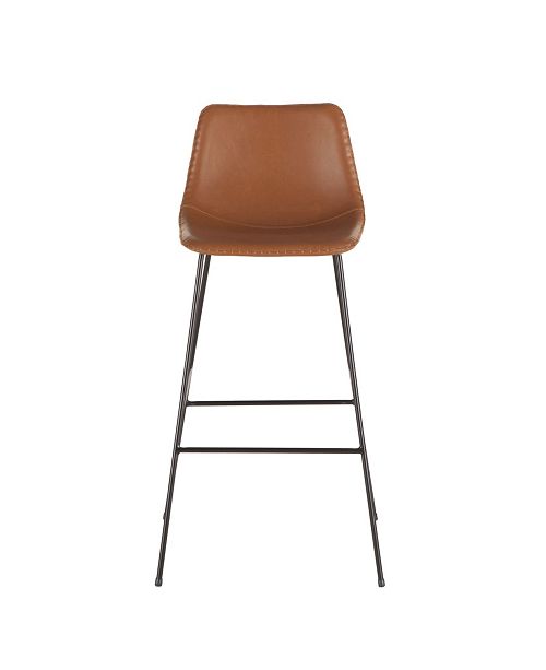 World Interiors Hudson Faux Camel Leather Bar Chairs, Set of 2