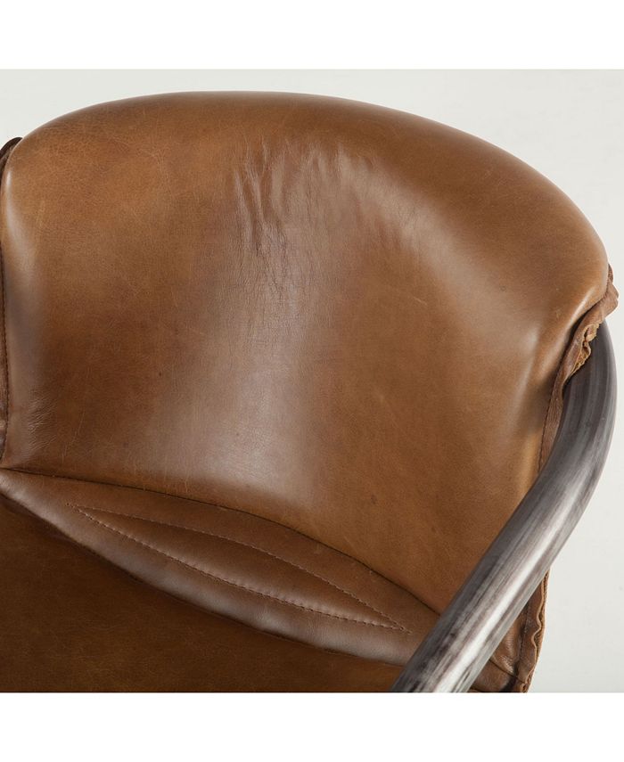 World Interiors Chiavari Distressed Leather Counter Chairs, Set of 2