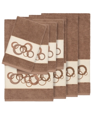 Linum Home Turkish Cotton Annabelle 8-pc. Embellished Towel Set Bedding In Latte
