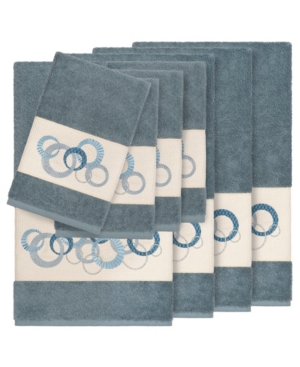 Linum Home Turkish Cotton Annabelle 8-pc. Embellished Towel Set Bedding In Teal