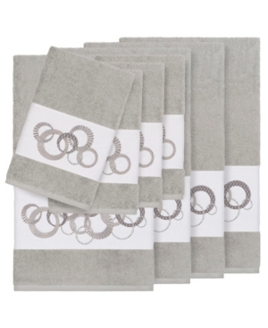 Linum Home Turkish Cotton Annabelle 8-pc. Embellished Towel Set Bedding In Light Grey