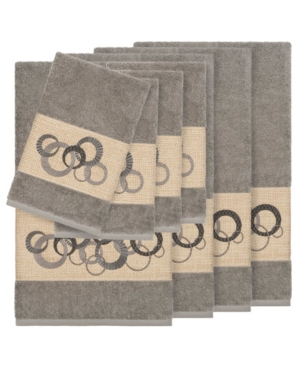 Linum Home Turkish Cotton Annabelle 8-pc. Embellished Towel Set Bedding In Dark Grey