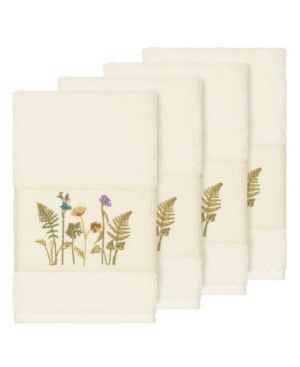 Linum Home Turkish Cotton Serenity 4-pc. Embellished Hand Towel Set Bedding In Cream