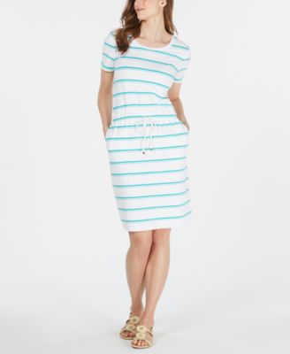Charter Club - Striped Drawstring Dress