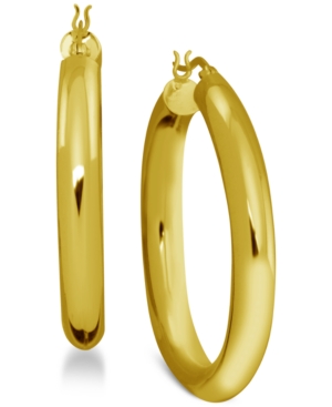 image of Essentials Polished Tube Medium Hoop in Fine Silver Plate Earrings