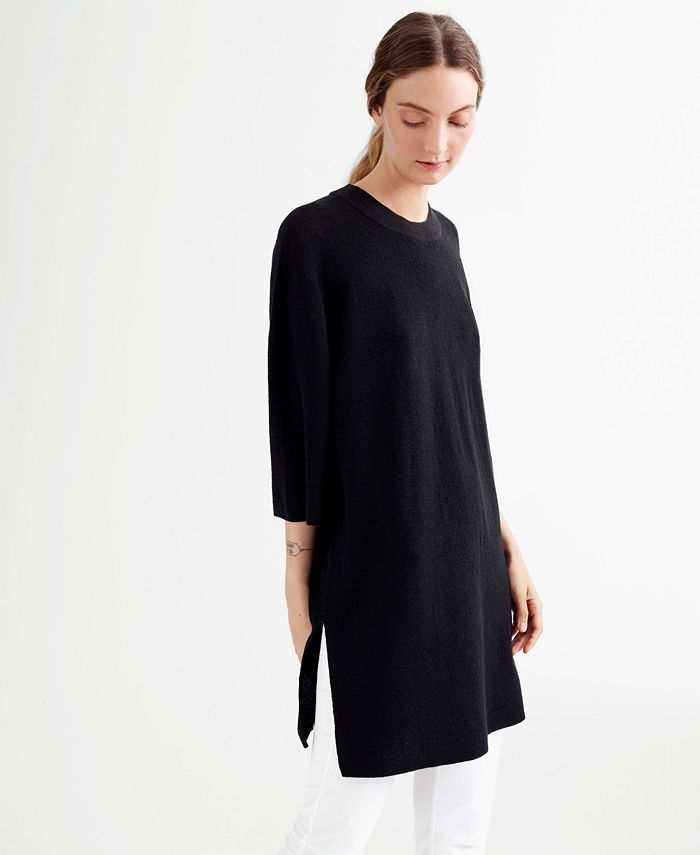 Eileen Fisher Organic Vented-Hem Tunic Sweater - Macy's