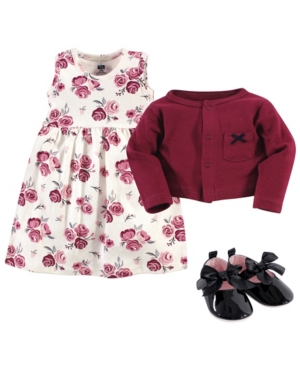 Hudson Baby Girl Dress Cardigan Shoe Set 3 Piece