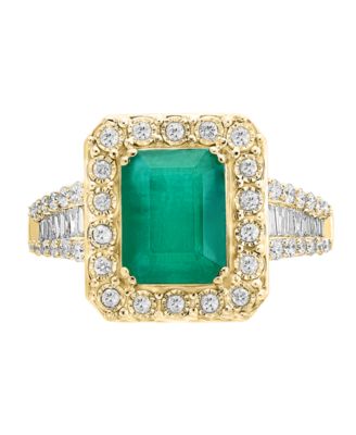 EFFY&reg; Emerald (2-1/5 ct. t.w.) & Diamond (1/2 ct. t.w.) Ring in 14k White Gold & 14k Yellow Gold