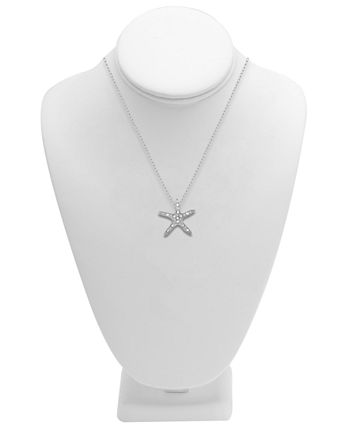 Macy's - Diamond Starfish 18" Pendant Necklace (1/10 ct. t.w.) in Sterling Silver