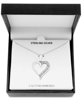 Diamond Heart 18" Pendant Necklace (1/10 ct. t.w.) in Sterling Silver