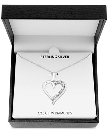 Macy's Jewelry | Sterling Silver Heart Necklace, Diamond, 10K Gold | Color: Gold/Silver | Size: Os | Jennastanley's Closet