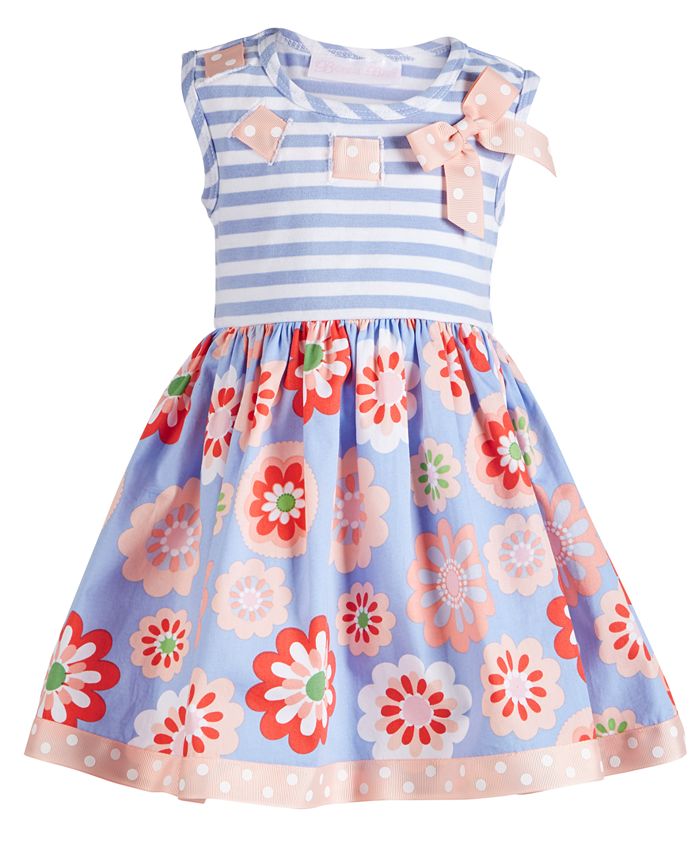 Bonnie Baby Baby Girls Periwinkle Striped Dress - Macy's