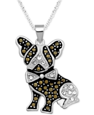 image of Marcasite & Crystal French Bulldog Pendant 18