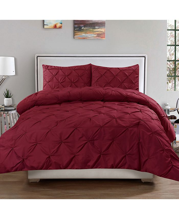King Pintuck Brown Hudson Street Plush Complete Comforter Set 
