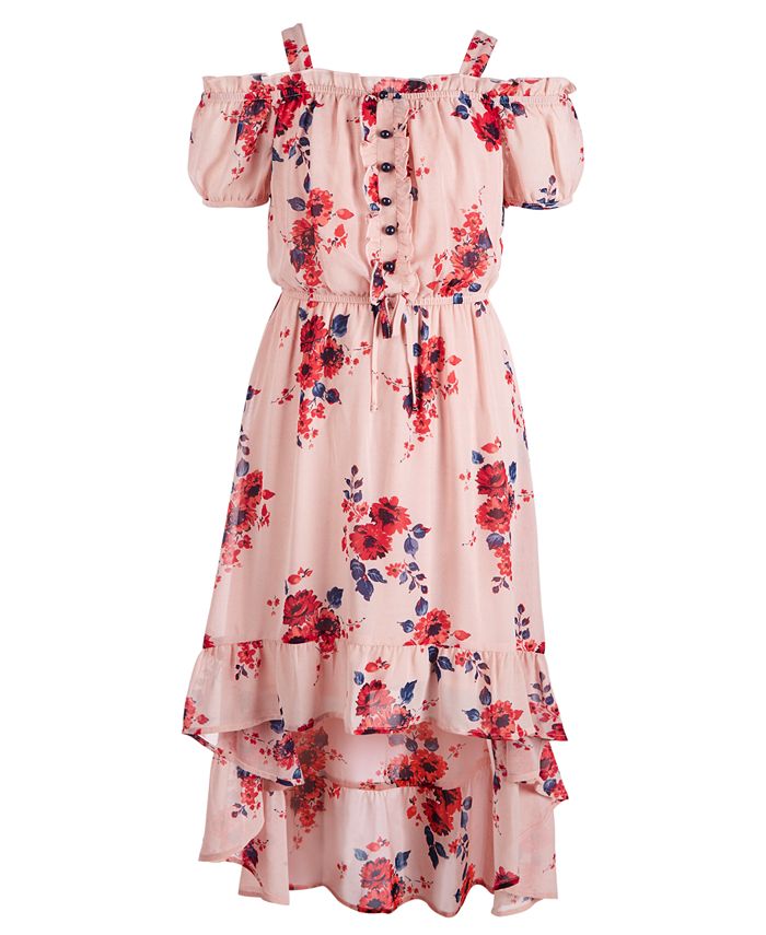 Sequin Hearts Big Girls Plus Floral-Print Cold-Shoulder Maxi Dress - Macy's