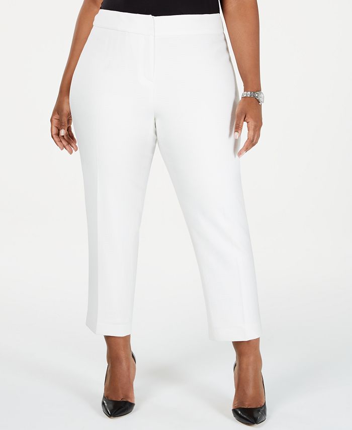 Kasper Plus Size Textured Stretch Slim Pants - Macy's
