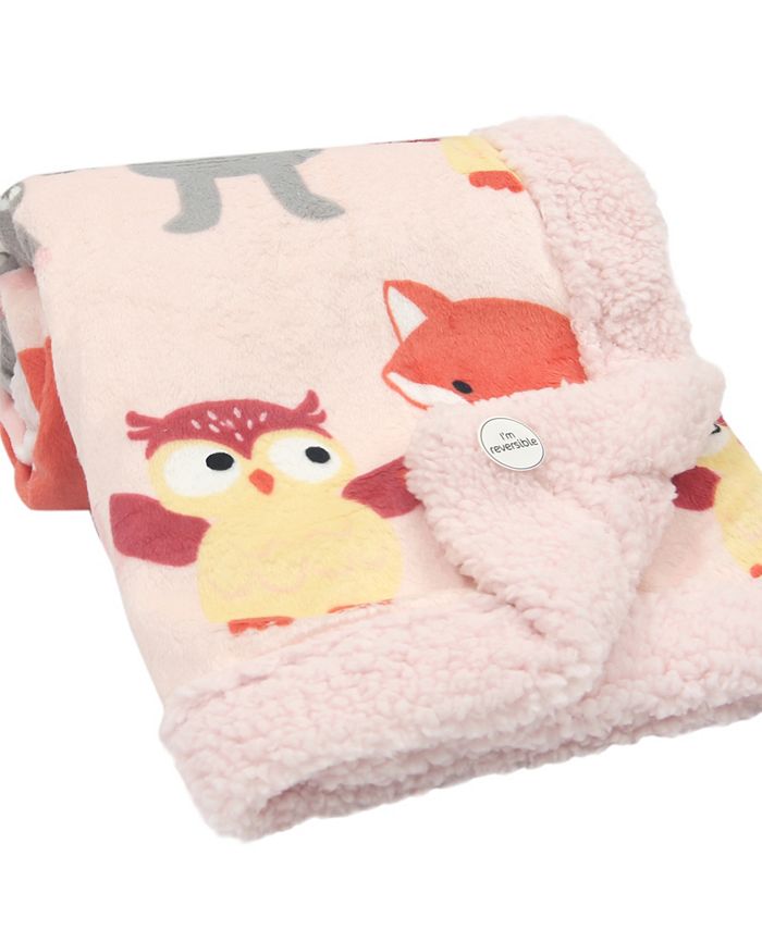 Lambs & Ivy Little Woodland Animals Luxury Minky and Sherpa Baby Blanket Macy's