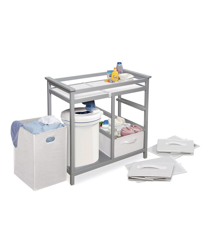 Badger Basket Modern Baby Changing Table with Hamper and 3 Baskets