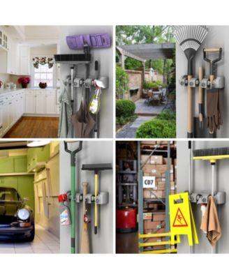 Trademark Global Shovel, Rake and Tool Holder with Hooks - Wall Mounted organizer 2 Pack by Stalwart