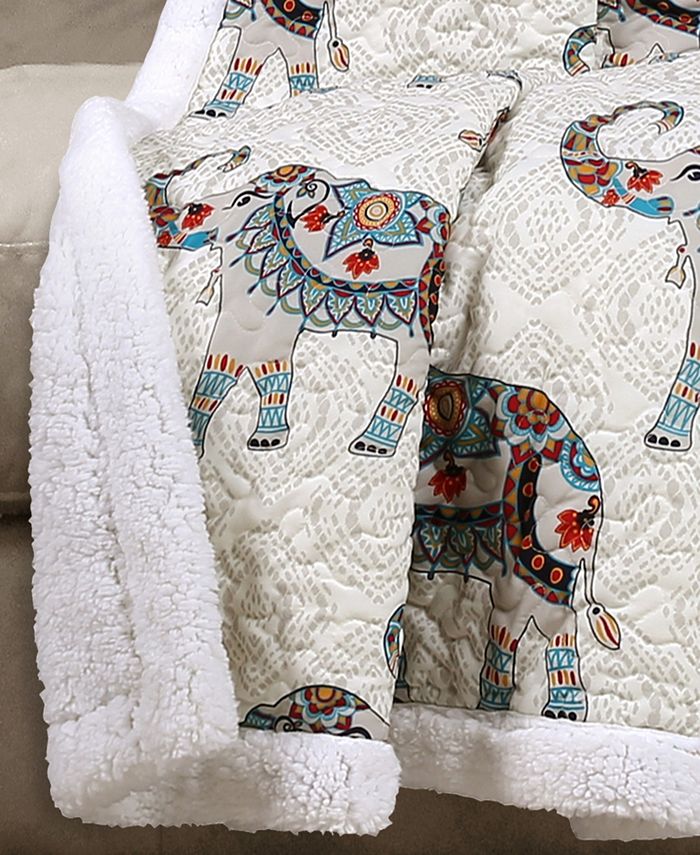Lush Decor Elephant Parade Sherpa Throw, 152,4 x 127 cm