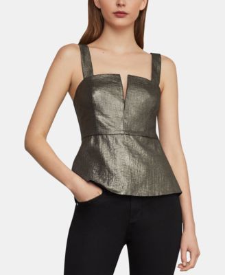 BCBGMAXAZRIA - Metallic Peplum Top Top