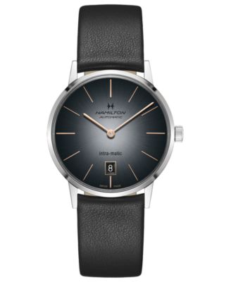 Hamilton - Men's Swiss Automatic American Classic Intra-Matic Black Strap Watch 38mm