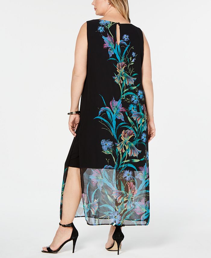 Connected Plus Size Floral Printed Chiffon Maxi Dress - Macy's