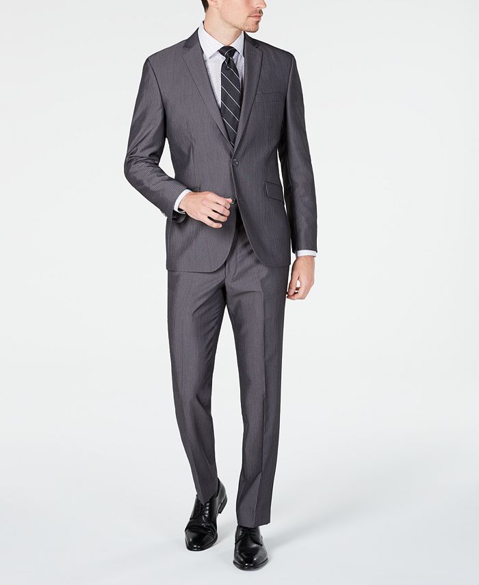 Kenneth Cole Unlisted Men's Slim-Fit Medium Gray Stripe Suit - Macy's