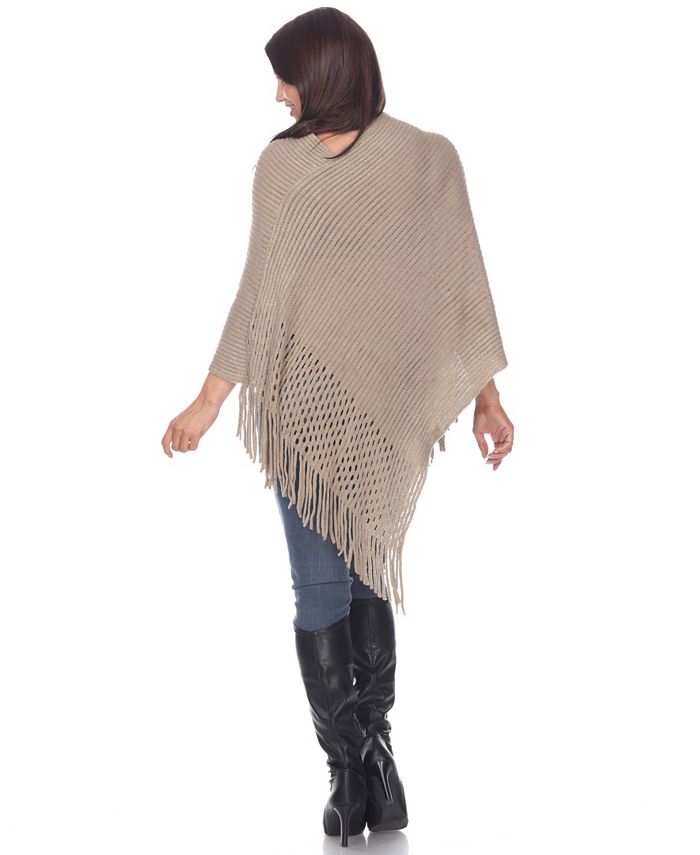 White Mark - Sansa Gold Knit Fringe Poncho