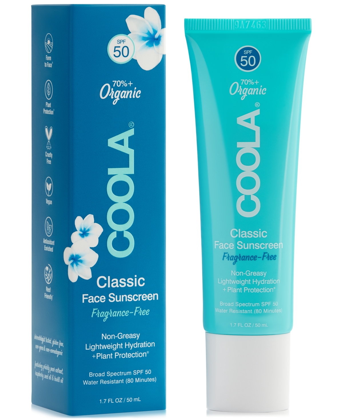 Coola Fragrance-Free Classic Face Sunscreen Spf 50, 1.7-oz.