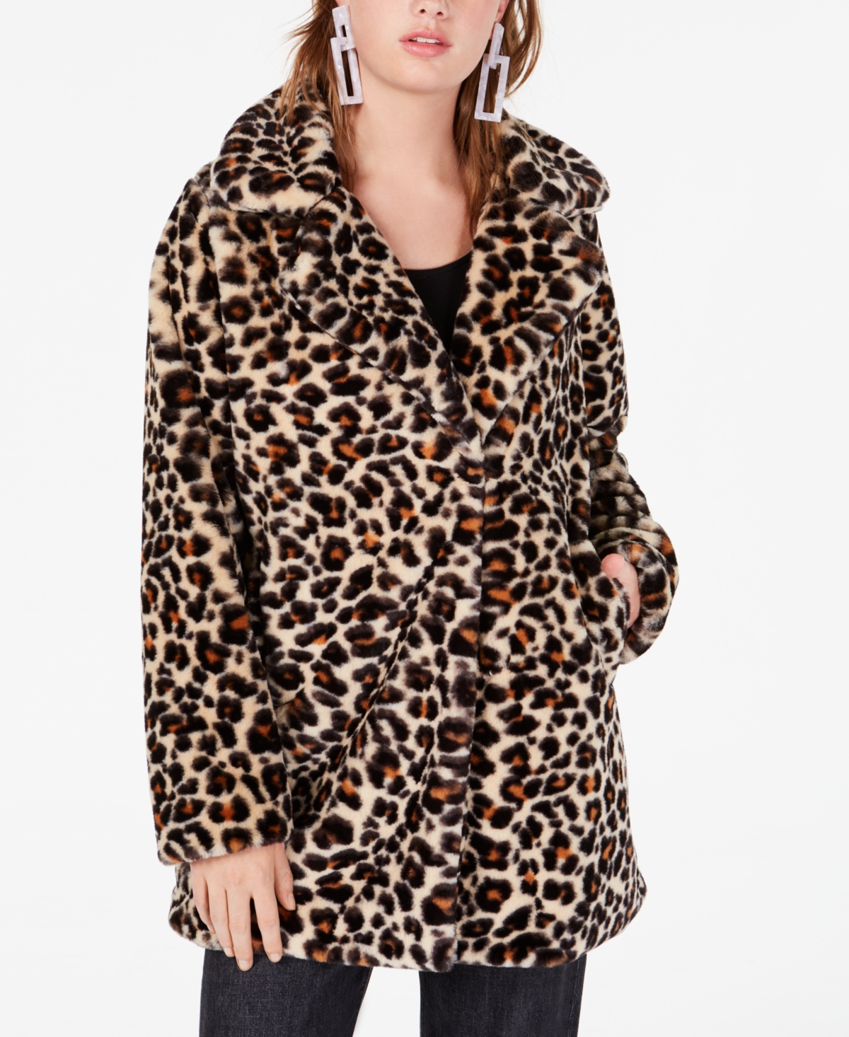 Coffeeshop Juniors Faux-Fur Walker Coat