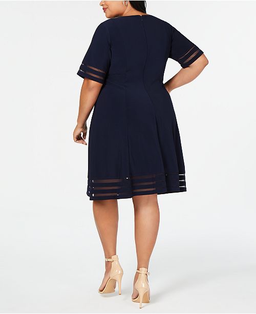 Jessica Howard Plus Size Illusion-Detail Fit & Flare Dress & Reviews ...