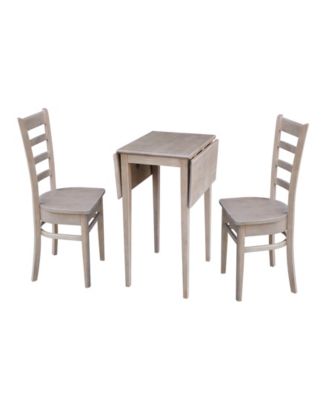 International Concepts Small Drop Leaf Table with Two Chairs