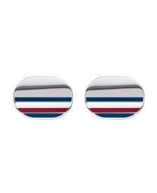 Men's Stainless Steel Multi-Stone Striped Cufflinks